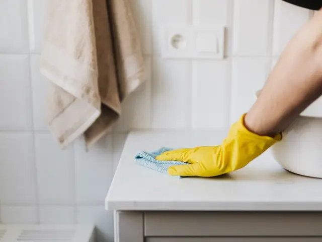 Person cleaning a modern home interior