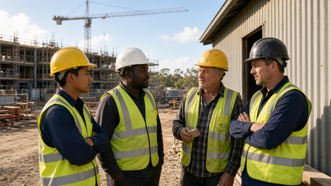 Building and construction award levels: labourers and carpenters on a residential building site