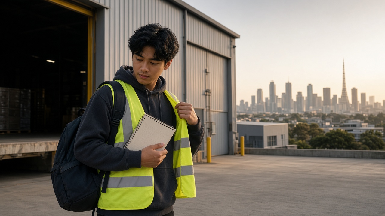International student checking a weekly roster on a phone, planning student visa work hours in Australia